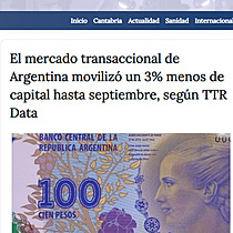 El mercado transaccional de Argentina moviliz un 3% menos de capital hasta septiembre, segn TTR Data